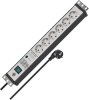 Premium-Line 60.000A Überspannungsschutz-Steckdosenleiste 6-fach schwarz/lichtgrau 3m H05VV-F 3G1,5 19" Format
