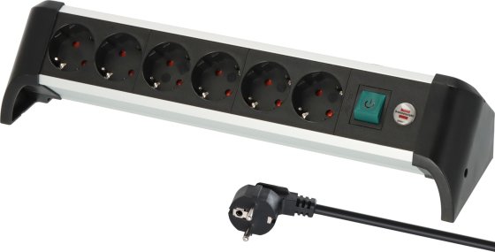 Alu-Office-Line Steckdosenleiste 6-fach 3m H05VV-F 3G1,5 - Produktbild