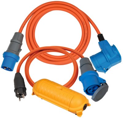 CEE Extension Cable IP44 for 230V/16A 3G2.5 socket Camping/Maritime | H07RN-F CEE plug and orange brennenstuhl® 5m