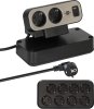 brennenstuhl&reg;estilo Duplex Tischsteckdosenleiste, 1x USB C, 1x USB A, 10x Schutzkontakt-Steckdosen, silber/schwarz