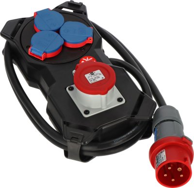 Stromstation CEE1 IP44 Stecker 400V/16A Steckdosen 1x CEE 400V/16A+3x 230V/16A