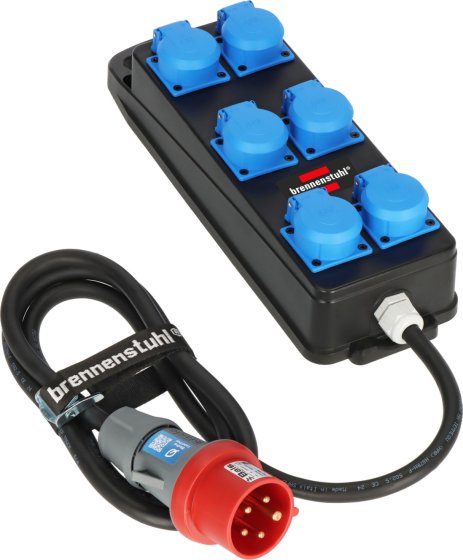 Portabler Stromverteiler BSV P 6x 230V/16A Steckdosen, CEE 400V/16A Stecker, 2m H07RN-F5G2.5 - Produktbild