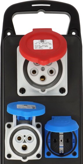 Portabler Stromverteiler BSV P 3x 230V/16A Steckdosen, 1x CEE 230V/16A, 1x CEE 400V/16A, 2m H07RN-F5G2.5 - Produktansicht
