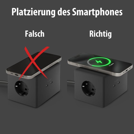 hugo! ONE Steckdosenw&uuml;rfel mit USB C 20W PD deep black - Anwendungsbild