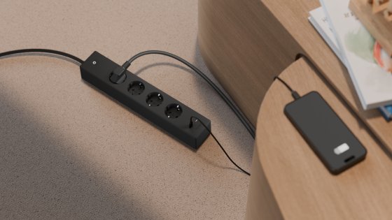 hugo! SOCKET Steckdosenleiste 4-fach, USB C 20W PD, deep black - Anwendungsbild