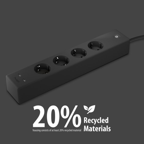 hugo! SOCKET Steckdosenleiste 4-fach, USB C 20W PD, deep black - Anwendungsbild