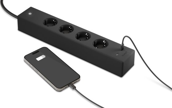 hugo! SOCKET Steckdosenleiste 4-fach, USB C 20W PD, deep black - Produktansicht