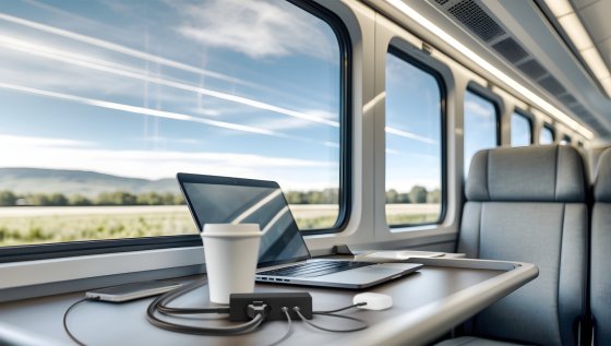 hugo! TRAVEL Steckdosenleiste mit USB C 20W PD und Euro Steckdose, deep black - Anwendungsbild