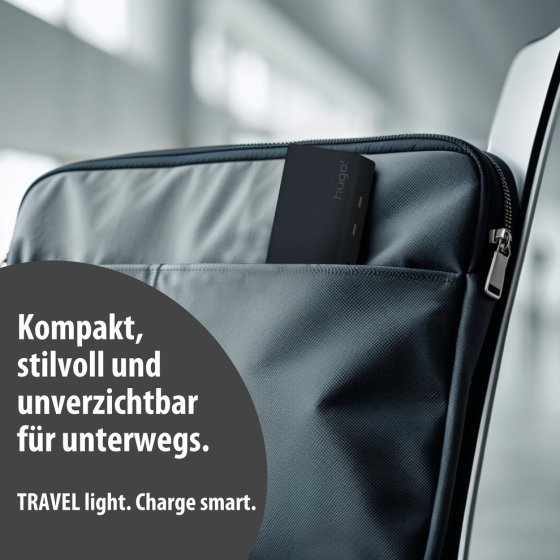 hugo! TRAVEL Steckdosenleiste mit USB C 20W PD und Euro Steckdose, deep black - Anwendungsbild