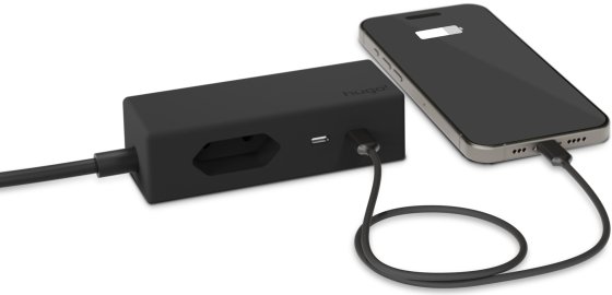 hugo! TRAVEL Steckdosenleiste mit USB C 20W PD und Euro Steckdose, deep black - Produktansicht