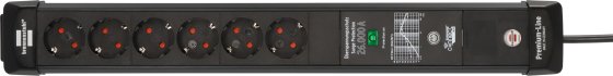 brennenstuhl®Connect Premium-Line WiFi 26.000A Überspannungsschutz-Steckdosenleiste 6-fach schwarz 1,8 m H05VV-F3G1,5 - Produktansicht