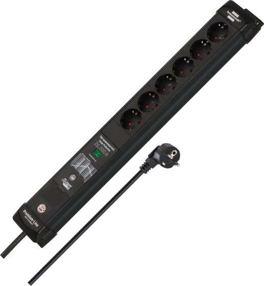 brennenstuhl®Connect Premium-Line WiFi 26.000A Überspannungsschutz-Steckdosenleiste 6-fach schwarz 1,8 m H05VV-F3G1,5 - Produktbild