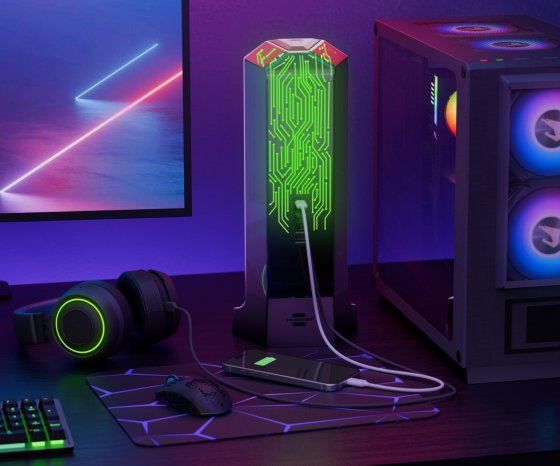 Gaming Steckdosenturm 9-fach mit 3x USB C, 2x USB A, 2m H05VV-F3G1.5m - Leistung & Schutz für das gesamte Setup