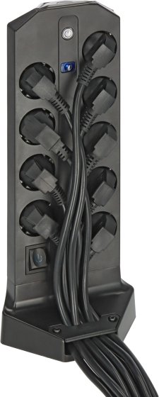 Gaming Steckdosenturm 9-fach mit 3x USB C, 2x USB A, 2m H05VV-F3G1.5m - Produktansicht