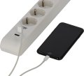 &Uuml;berspannungsschutz-Steckdosenleiste 6-fach 13.500 A mit 1x USB C PD 20W, 1x USB A 20W, 2m H05VV-F 3G1,5 wei&szlig; - Produktansicht