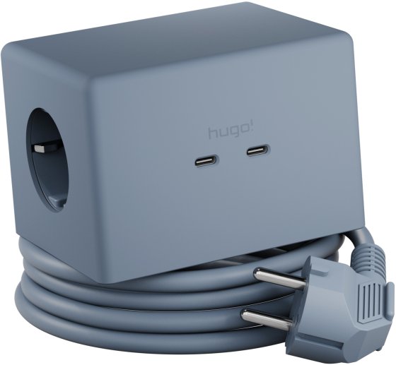 hugo! ONE Steckdosenwürfel mit USB C 20W PD ice blue - Produktbild