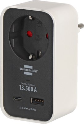 Ecolor Steckdosenadapter mit &Uuml;berspannungsschutz 13.500A und USB C PD 20W und USB A 18W