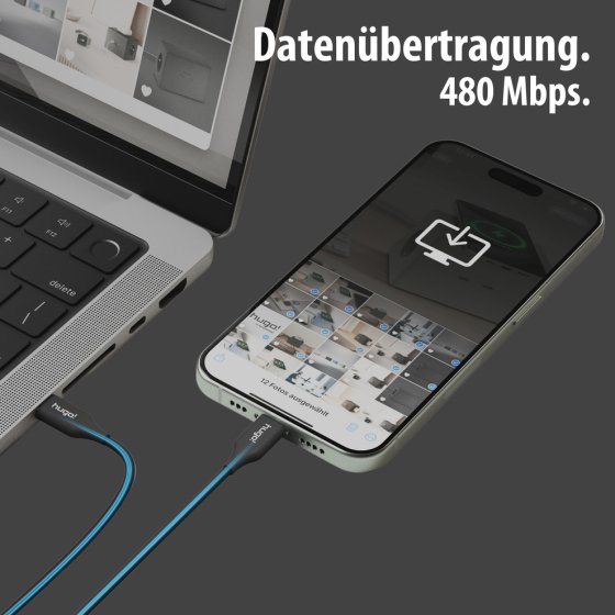 hugo! CABLE Ladekabel USB C 60W 1m deep black - Anwendungsbild