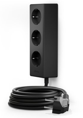 hugo! MAGNETIC Steckdosenleiste 3-fach mit magnetischer Unterseite, deep black