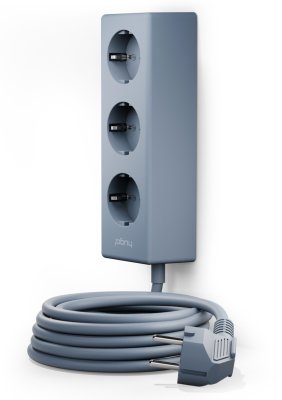 hugo! MAGNETIC Steckdosenleiste 3-fach mit magnetischer Unterseite, ice blue