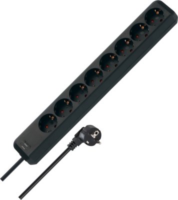 Eco-Line Steckdosenleiste 8-fach schwarz 5m H05VV-F 3G1,5
