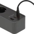 Ecolor Steckdosenleiste 4-fach mit 2x USB C PD 20W und 1x USB A, schwarz/anthrazit, 1,5m H05VV-F3G1,5  - Produktansicht
