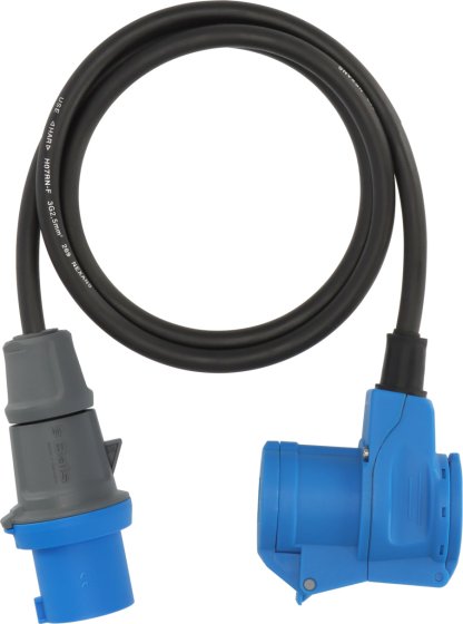 Camping CEE Adapterleitung IP44 1,5m schwarz H07RN-F 3G2,5 CEE-Stecker, Winkelkupplung 230V/16A - Produktansicht