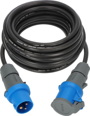 Camping CEE Verl&auml;ngerungskabel IP44 10m H07RN-F 3G2,5 schwarz CEE 230V/16A Stecker und Kupplung