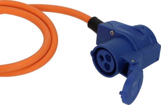 Camping CEE Verl&auml;ngerungskabel IP44 1,5m orange H07RN-F 3G2,5 CEE-Stecker, Winkelkupplung 230V/16A - Produktansicht