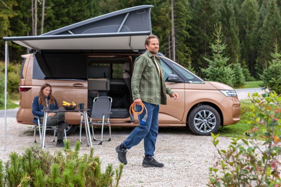 Camping Adapterkabel IP44 1,5m orange H07RN-F 3G2,5 Schutzkontakt-Kupplung, CEE-Stecker 230V/16A - Anwendungsbild