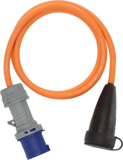 Camping Adapterkabel IP44 1,5m orange H07RN-F 3G2,5 Schutzkontakt-Kupplung, CEE-Stecker 230V/16A - Produktbild