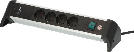 Alu-Office-Line Steckdosenleiste mit USB C PD-Ladefunktion 4-fach 1,8m H05VV-F 3G1,5 - Produktansicht