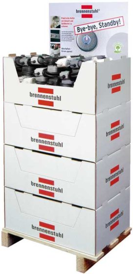 Eco-Line Steckdosenleisten- Sortiment mit Schalter 184x 3-fach-Steckdosenleisten 4 Displays auf kleiner Palette, 60xWeiß, 44xSchwarz, 40xLichtgrau, 40xSilbergrau - 