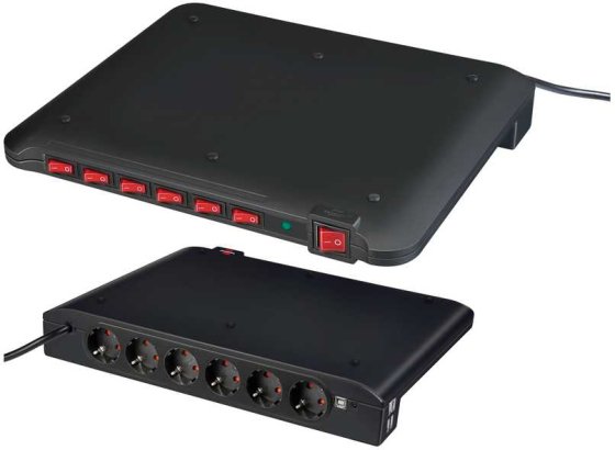 Power Manager PMA USB 19.500A &Uuml;berspannungsschutz 6-fach, USB-Anschl&uuml;sse 4 2m H05VV-F 3G1,5 - 