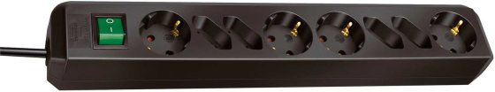 Eco-Line Steckdosenleiste mit Schalter 4 Schutzkontakt- und 4 Euro-Steckdosen schwarz 1,5m H05VV-F 3G1,5 - 