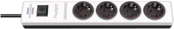 hugo! Steckdosenleiste 4-fach wei&szlig;/schwarz 2m H05VV-F 3G1,5 - 