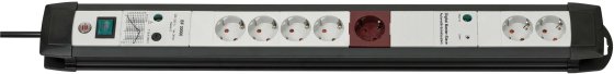 Premium-Line 30.000A &Uuml;berspannungsschutz-Automatiksteckdosenleiste 7-fach schwarz/lichtgrau 3m H05VV-F 3G1,5 1xMaster 2xSlave 4xPermanent - 