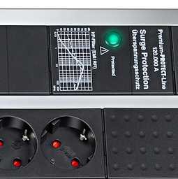 Premium-Protect-Line 120.000A &Uuml;berspannungsschutz-Automatiksteckdosenleiste 9-fach Duo 3m H05VV-F 3G1,5 RJ11/RJ45/Koax 1xMaster 4xSlave 4xPermanent - 