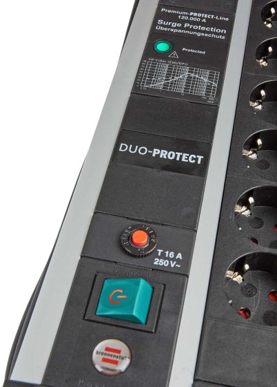 Premium-Protect-Line 120.000A &Uuml;berspannungsschutz-Steckdosenleiste 12-fach DUO 3m H05VV-F 3G1,5 - 