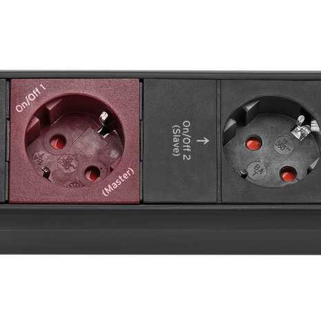 Premium-Web-Line Internet-Steckdosenleiste 5-fach schwarz 3m H05VV-F 3G1,5 1xMaster 2xSlave 2xPermanent - 